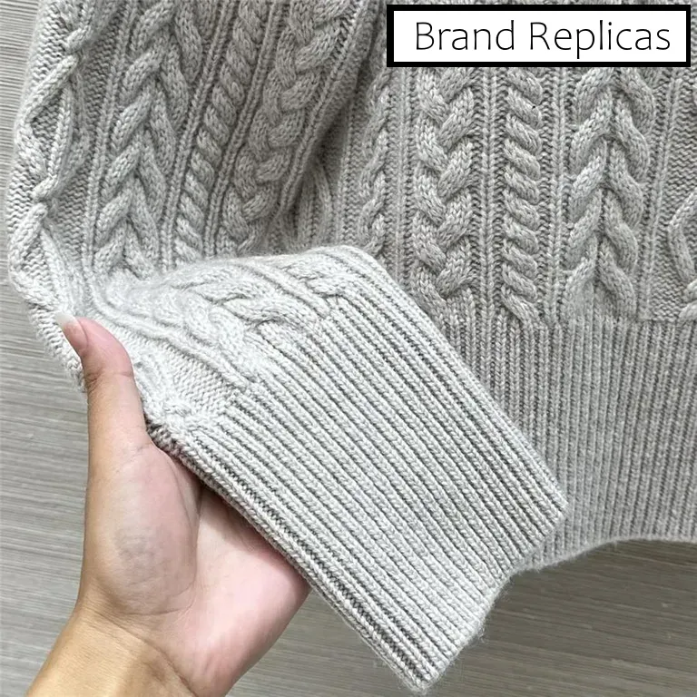 Max Mara Grey Cable Cashmere Sweater